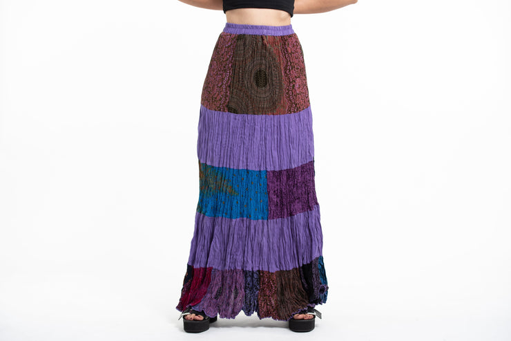 Patchwork Long Skirt in Purple