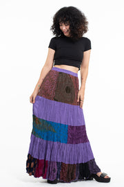 Patchwork Long Skirt in Purple