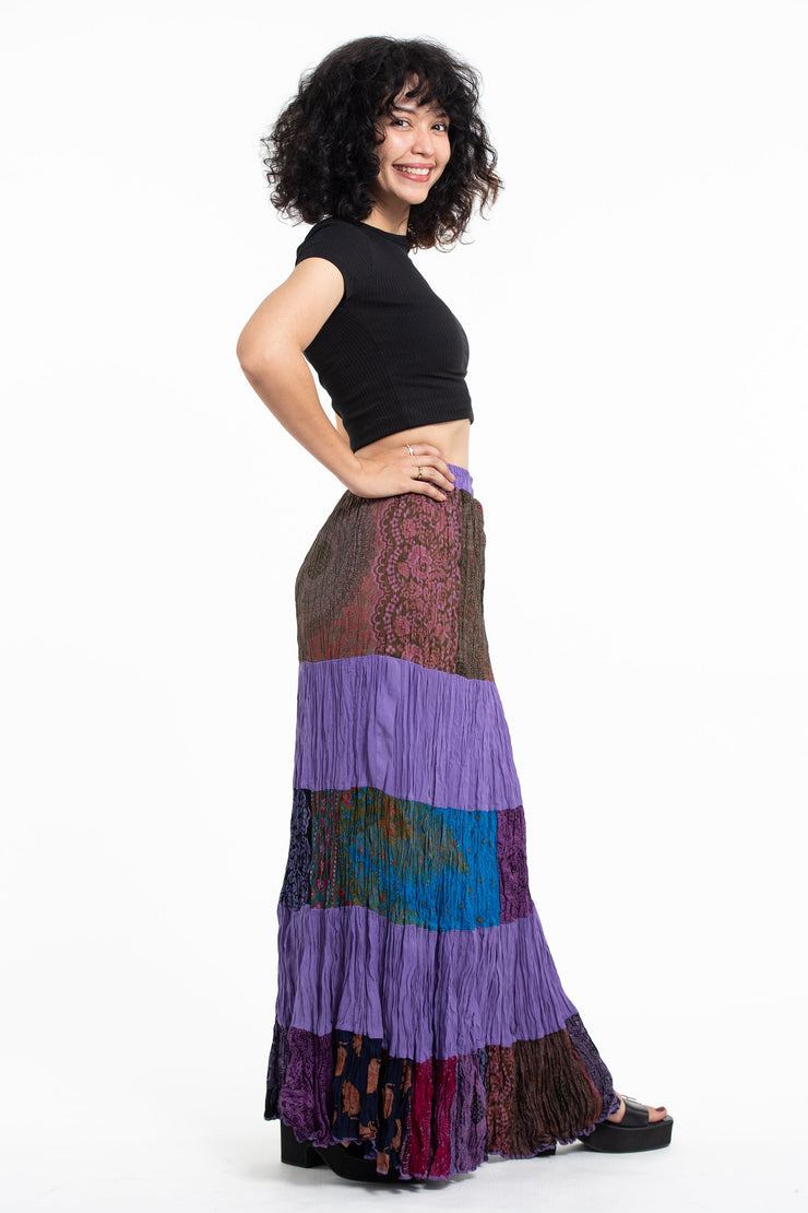 Patchwork Long Skirt in Purple