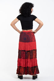 Patchwork Long Skirt in Red