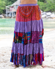 Plus Size Patchwork Long Skirt in Purple