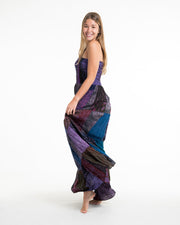 Upcycled Patchwork Multi Print Maxi Dress in Purple