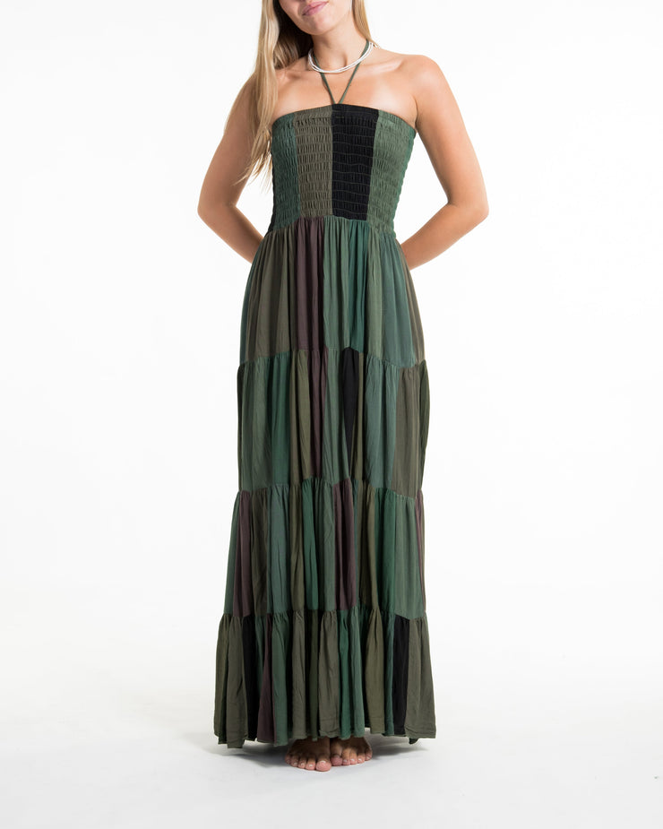 Upcycled Patchwork Maxi Dress in Green