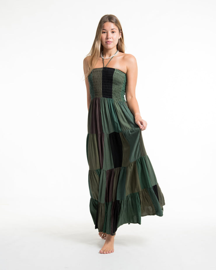 Upcycled Patchwork Maxi Dress in Green