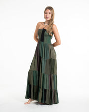 Upcycled Patchwork Maxi Dress in Green