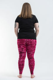 Plus Size Marble Tie Dye Cotton Leggings in Pink