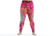 Plus Size Oval Swirls Tie Dye Cotton Leggings in Pink Rainbow