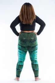 Plus Size Patch Dye Tie Dye Cotton Leggings in Turquoise