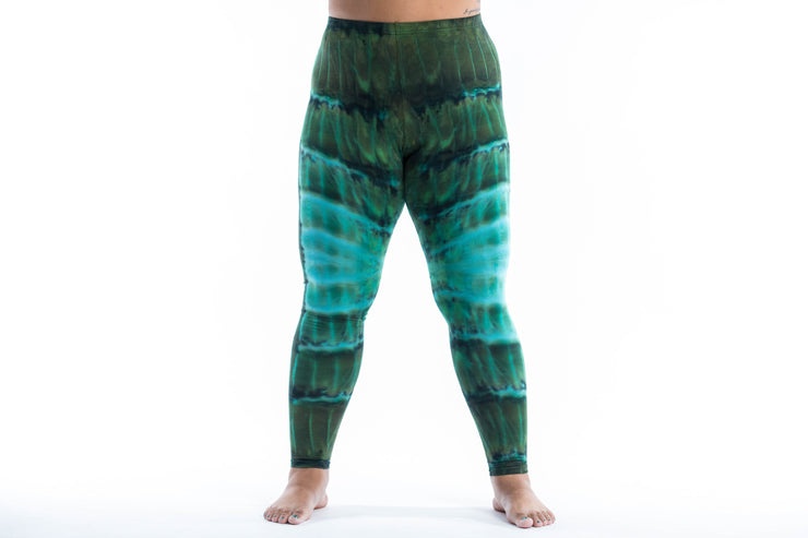 Plus Size Patch Dye Tie Dye Cotton Leggings in Turquoise