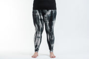 Plus Size Lightning Stripes Tie Dye Cotton Leggings in Black and White