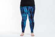 Plus Size Lightning Stripes Tie Dye Cotton Leggings in Indigo