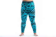 Plus Size Diamond Tie Dye Cotton Leggings in Turquoise