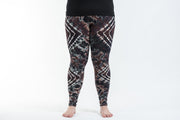 Plus Size Diamond Tie Dye Cotton Leggings in Brown