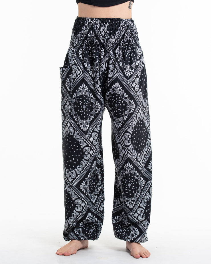 Patchwork Paisley Tall Harem Pants in Black