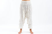 Crinkled Cotton Harem Pants in White