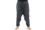 Plus Size Crinkled Cotton Harem Pants in Black