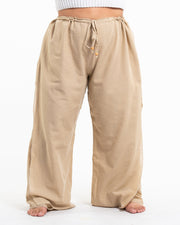 Plus Size Women's Thai Harem Double Layers Palazzo Pants in Solid Tan