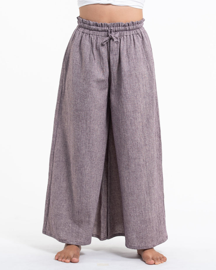 Women's Linen Cotton Blend Palazzo Pants in Purple