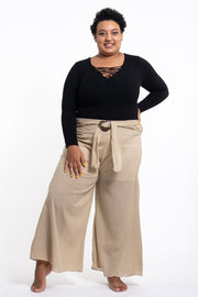 Plus Size Women's Thai Harem Palazzo Pants in Solid Tan