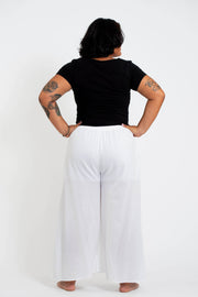 Plus Size Women's Thai Harem Palazzo Pants in Solid White