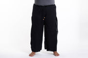 Plus Size Women's Thai Harem Double Layers Palazzo Pants in Solid Black