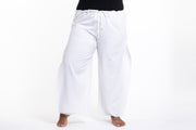 Plus Size Women's Thai Harem Double Layers Palazzo Pants in Solid White