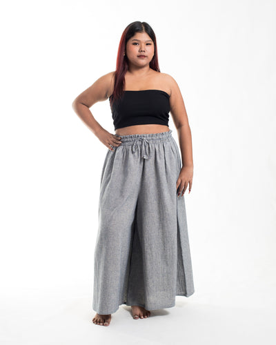 Plus Size Women's Linen Cotton Blend Palazzo Pants in Navy