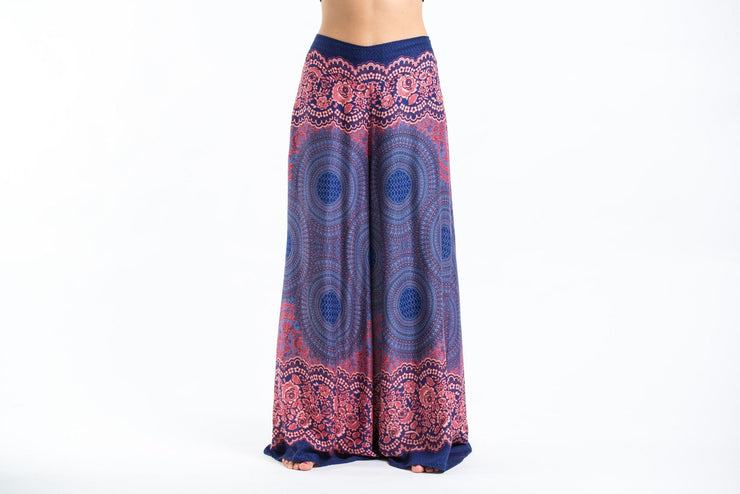 Geometric Mandalas Palazzo Style Harem Pants in Blue