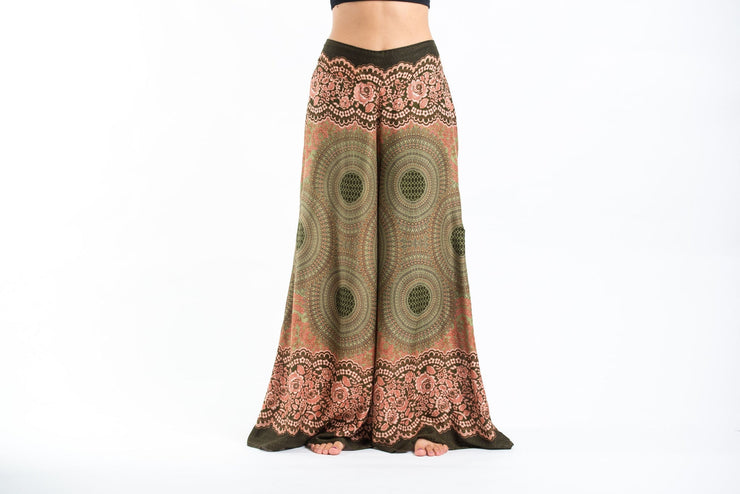 Geometric Mandalas Palazzo Style Harem Pants in Olive