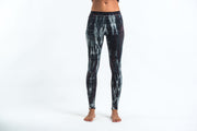 Lightning Stripes Tie Dye Cotton Leggings in Black and White