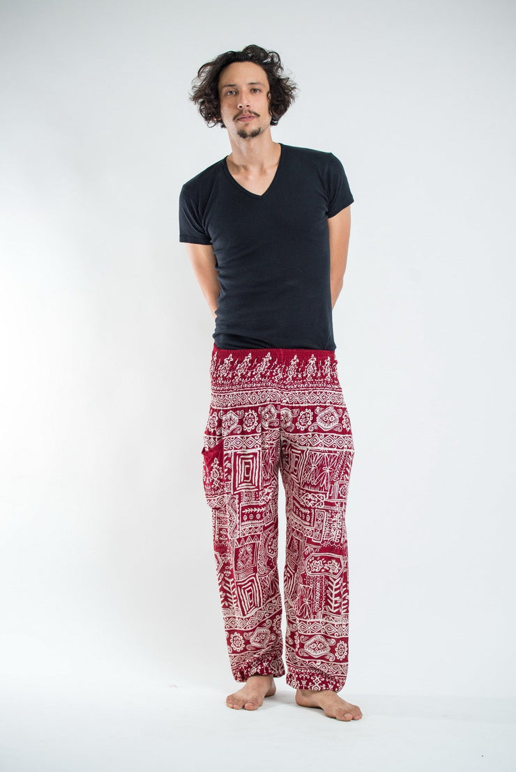 Tribal Prints Men's Harem Pants in Red