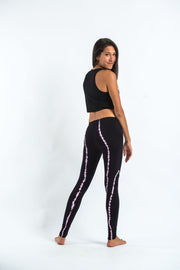 Black Tie Dye Cotton Leggings in Electra Pink