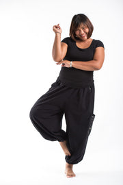 Plus Size Cotton Women Unisex Pants in Black