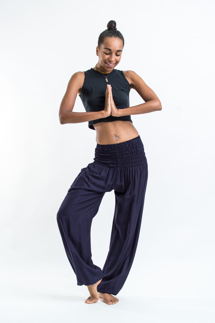 Solid Color Women's Harem Pants in Blue