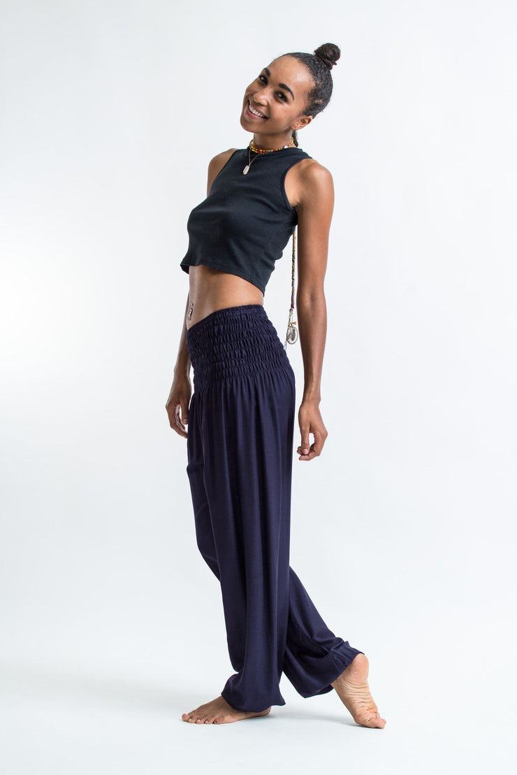 Solid Color Women's Harem Pants in Blue