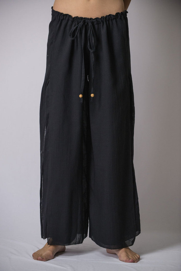 Women's Thai Harem Double Layers Palazzo Pants in Solid Black