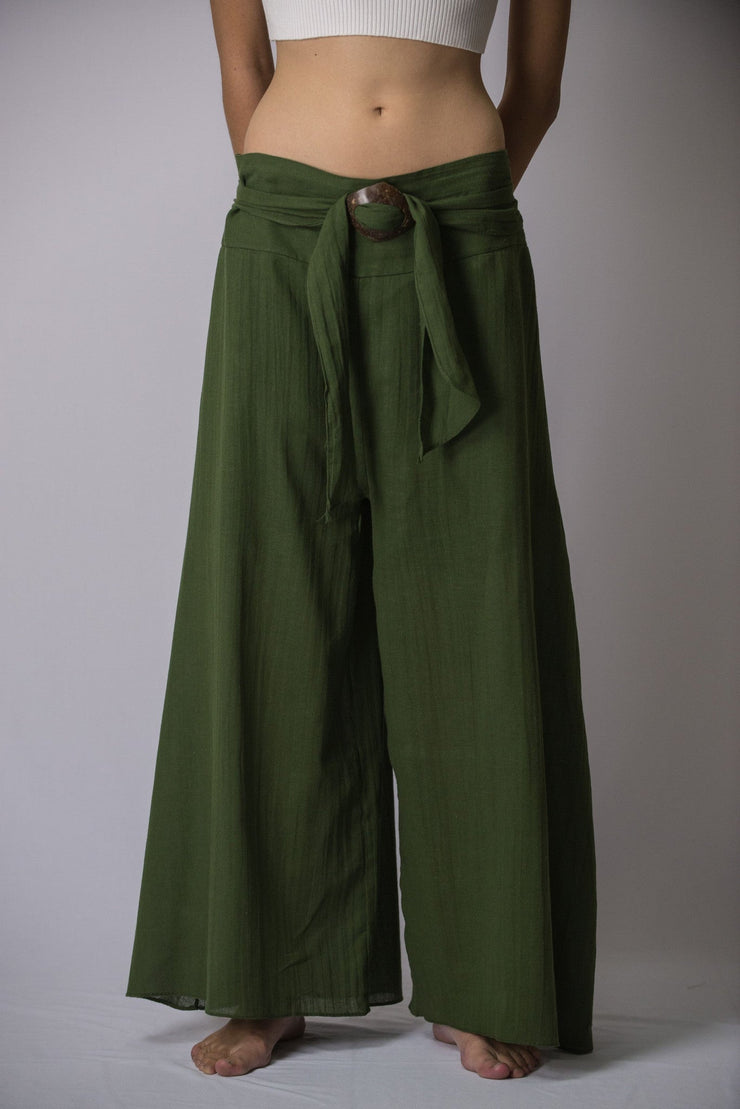 Women's Thai Harem Palazzo Pants in Solid Green