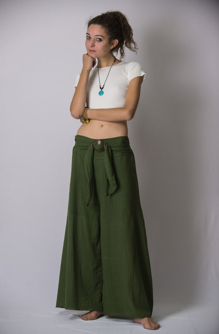 Women's Thai Harem Palazzo Pants in Solid Green