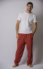 Solid Color Drawstring Men's Yoga Massage Pants in Red