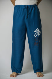 Chinese Writing Men's Thai Yoga Pants in Blue