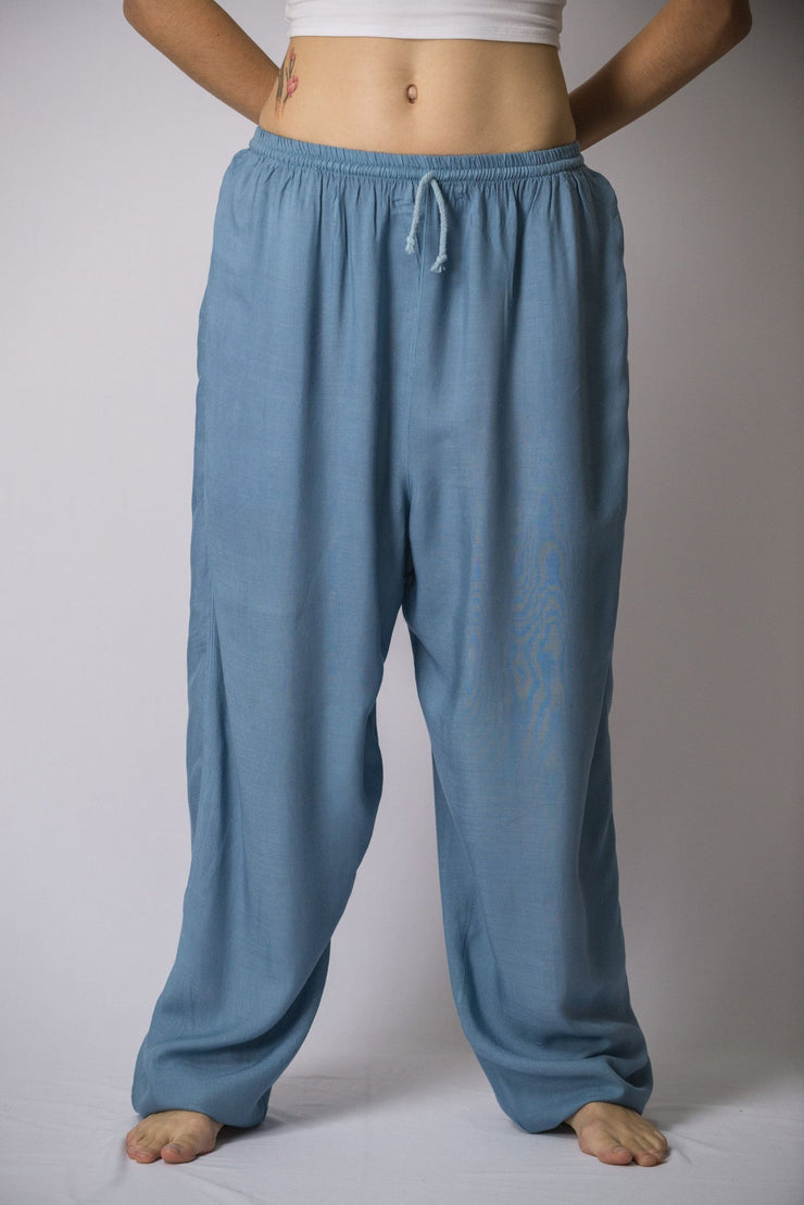 Solid Color Drawstring Women's Yoga Massage Pants in Blue Gray