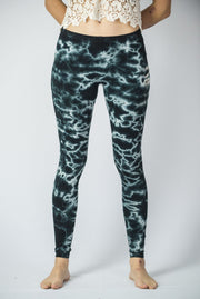 Marble Tie Dye Cotton Leggings in Dark Teal