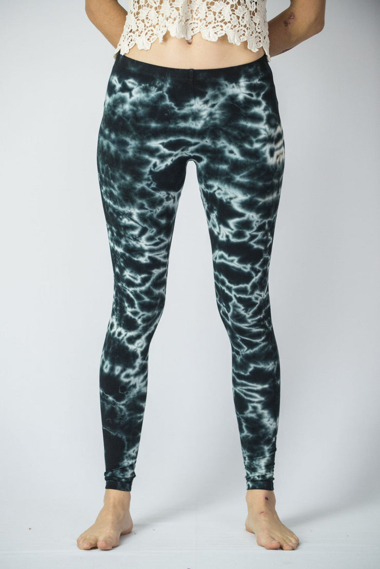 Marble Tie Dye Cotton Leggings in Dark Teal