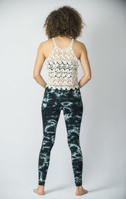 Marble Tie Dye Cotton Leggings in Dark Teal