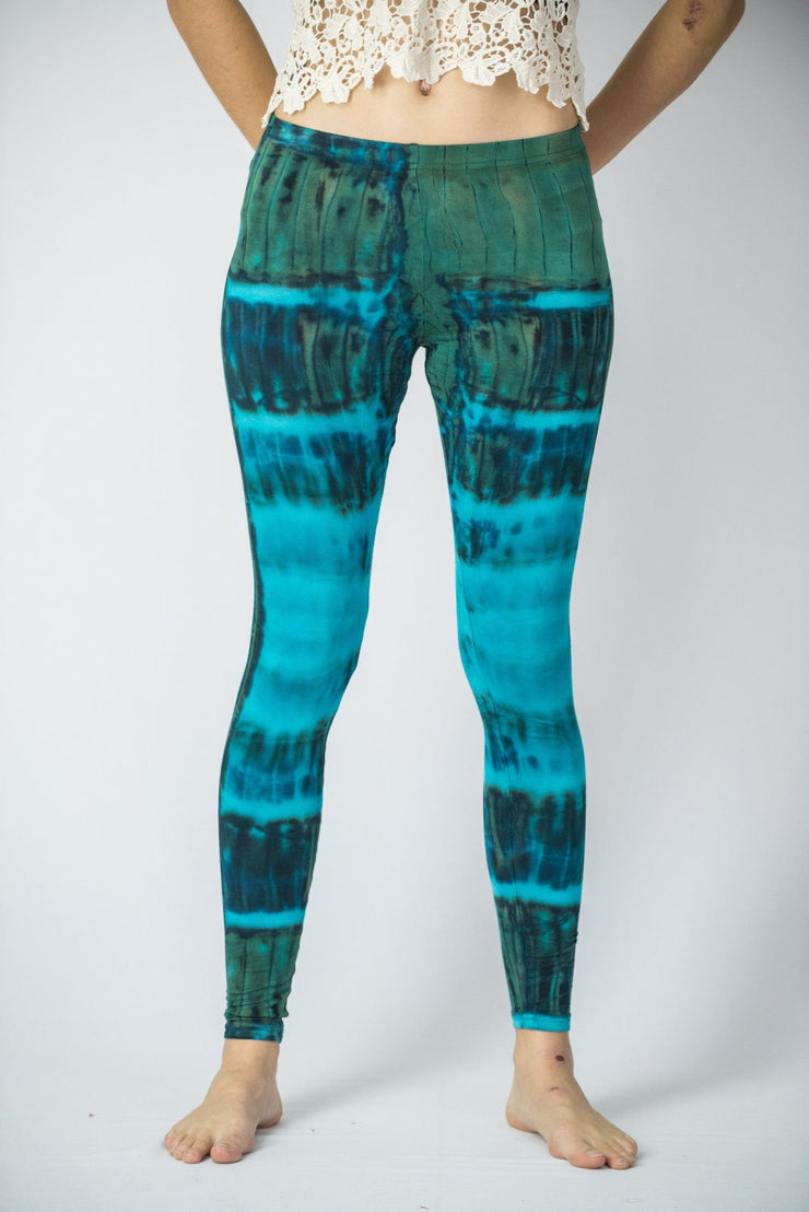 Patch Dye Tie Dye Cotton Leggings in Blue