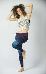 Patch Dye Tie Dye Cotton Leggings in Indigo