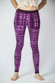 Melting Stripes Tie Dye Cotton Leggings in Purple