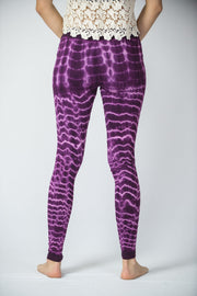 Melting Stripes Tie Dye Cotton Leggings in Purple