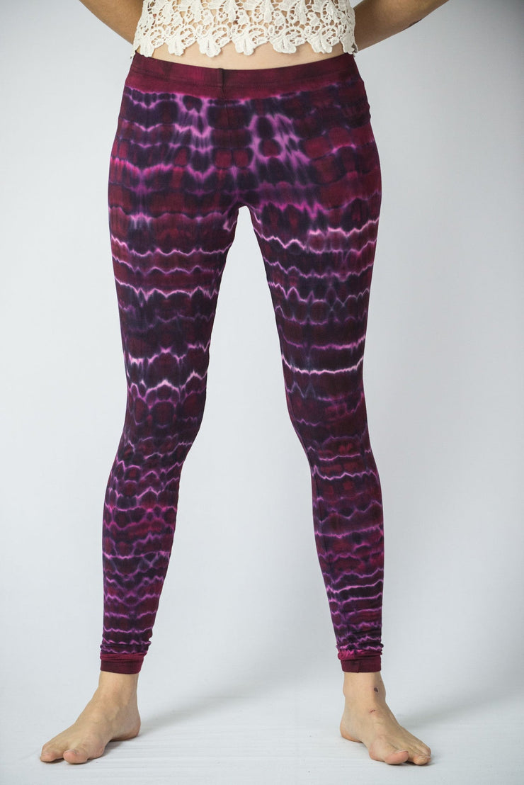 Melting Stripes Tie Dye Cotton Leggings in Magenta