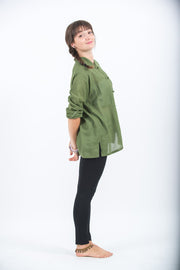 Womens Yoga Shirts Chinese Collared in Olive